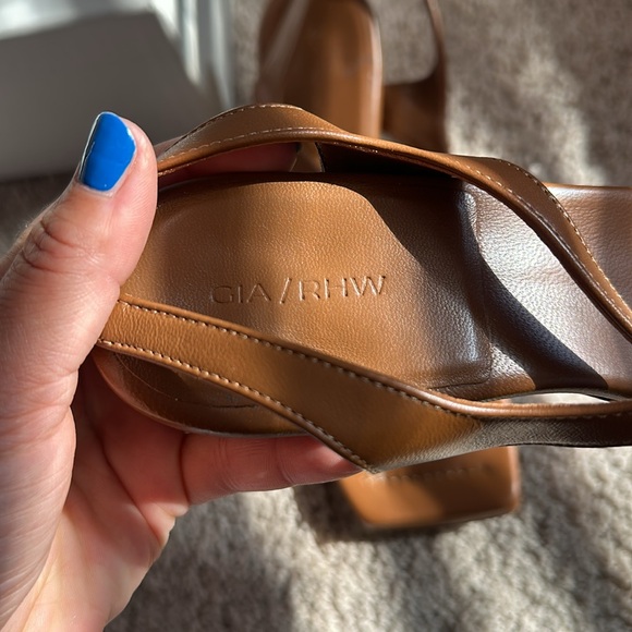 GIA BORGHINI x RHW Rosie 13 Leather Thong Sandals Brown - Picture 7 of 8